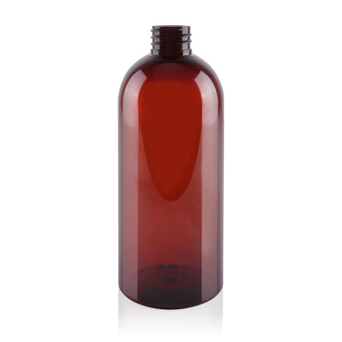 500ml Amber Plastic Boston Bottle 28mm 410 Screw Finish