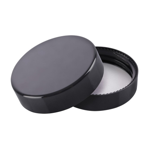 47mm Black Plastic Smooth Sided Screw Cap with Liner