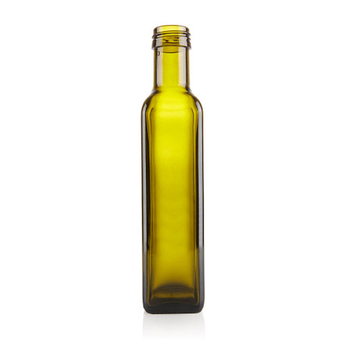 250ml Antique Green Glass Square Marasca Oil Bottle 31.5mm T/E Finish - Pallet