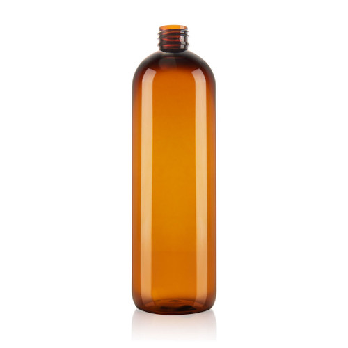 500ml Amber Plastic Tall Boston Bottle 24mm 410 Screw Neck Finish