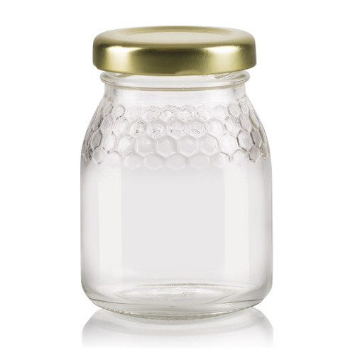 105ml High Flint Glass Honeycomb Embossed Jar 43mm Twist Neck Finish - Pallet