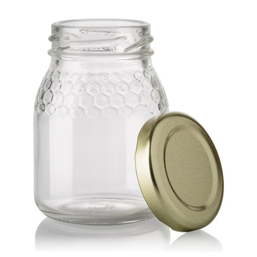 105ml High Flint Glass Honeycomb Embossed Jar 43mm Twist Neck Finish - Pallet