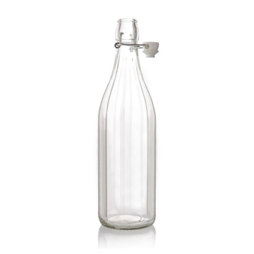 1Ltr Flint Glass Costolata Bottle and Swingtop Closure - Pack