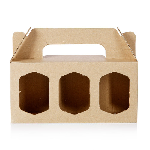 Triple 110ml Hex Jar Plain Brown Cardboard Carry Pack