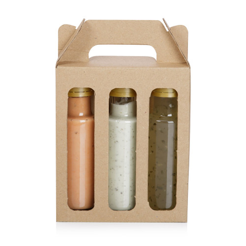 Triple 100ml Tall Dorica Bottle Plain Brown Cardboard Carry Pack