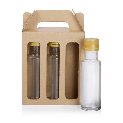 Triple 100ml Tall Dorica Bottle Plain Brown Cardboard Carry Pack