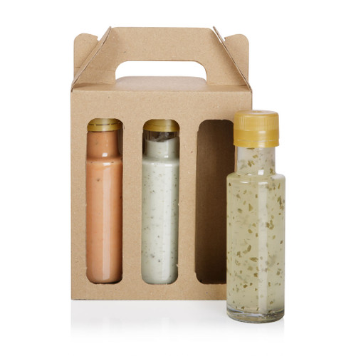 Triple 100ml Tall Dorica Bottle Plain Brown Cardboard Carry Pack