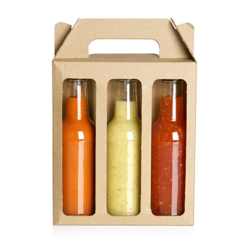 Triple 150ml Bottle Plain Brown Cardboard Carry Pack