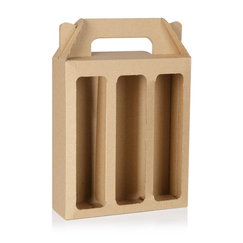 Triple 150ml Bottle Plain Brown Cardboard Carry Pack
