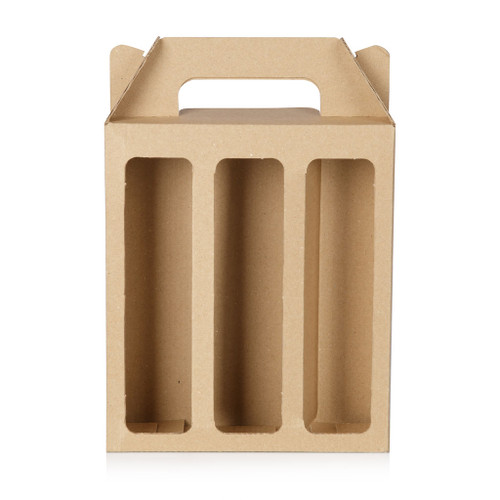 Triple 150ml Bottle Plain Brown Cardboard Carry Pack