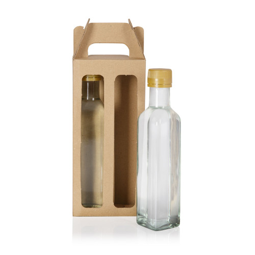 Double 250ml Marasca Bottle Brown Cardboard Carry Pack