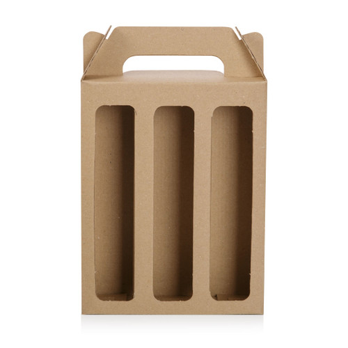 Triple 250ml Tall Sauce Bottle Brown Cardboard Carry Pack