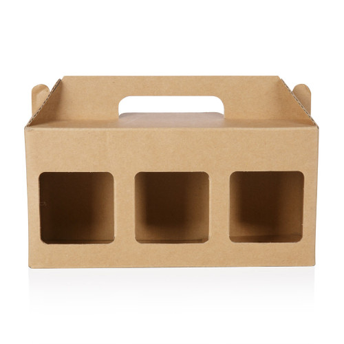 Triple 250ml Food Jar Brown Cardboard Carry Pack
