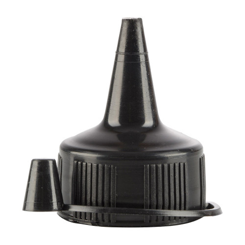 38mm 410 Black Plastic Wedge Seal Witches Hat Cap with Screw Neck Finish