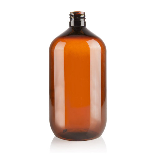 1Ltr Amber Plastic Tall Veral Bottle 28mm 410 Screw Neck Finish