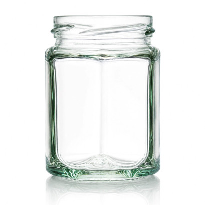 190ml Eco Flint Glass Oval Hex Jar 58mm Twist Finish