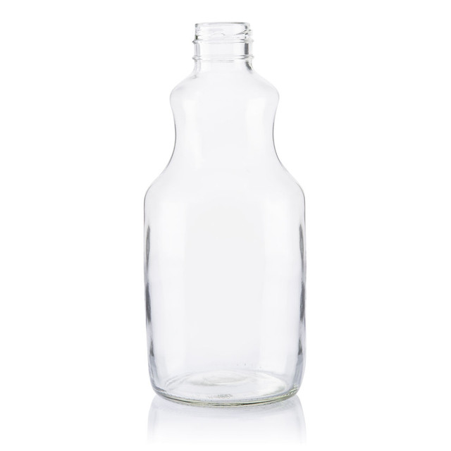 1 Litre Round Milk Glass Bottle With 43mm Twist Cap - 24 Bottles