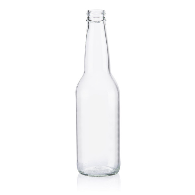 12 oz. (355 ml) Clear Glass Long Neck Beer Bottle, Pry-Off Crown