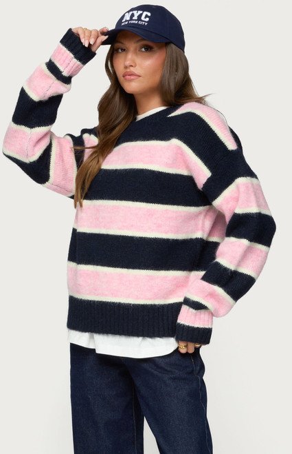 Edikted Women's Conrad Striped Knit Sweater - 0740609690205