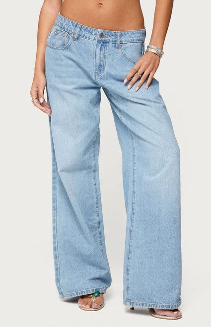Edikted Women's Mirra Embroidered Flower Low Rise Jeans - 0860609690206