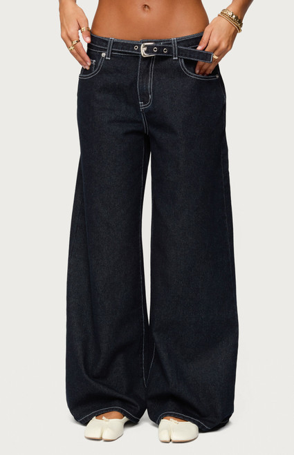 Edikted Women's Karah Belt Low Rise Jeans - 0860609690210