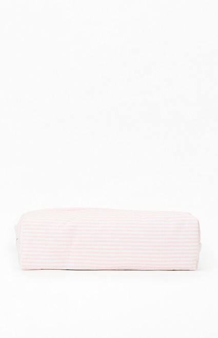 John Galt Women's White & Pink Striped Makeup Bag - 0679601600294