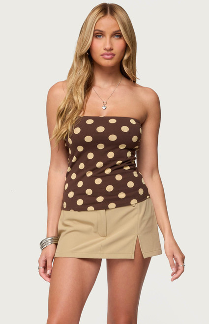 Edikted Women's Polka Dot Built in Bra Tube Top - 0712609690299