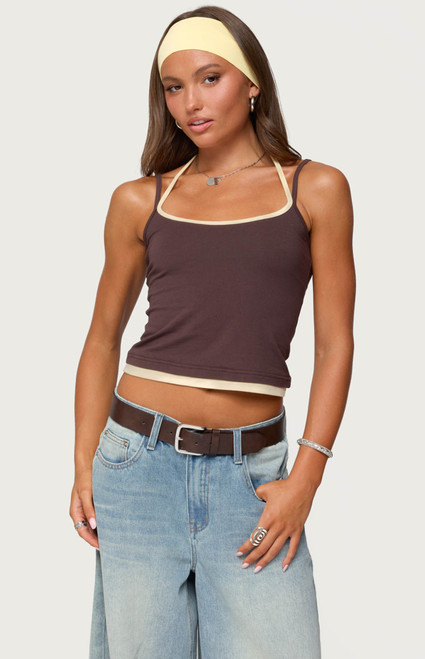 Edikted Women's Roya Layered Halter Tank Top - 0712609690393