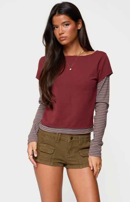 Edikted Women's Layered Stripey Long Sleeve T-Shirt - 0731609691192