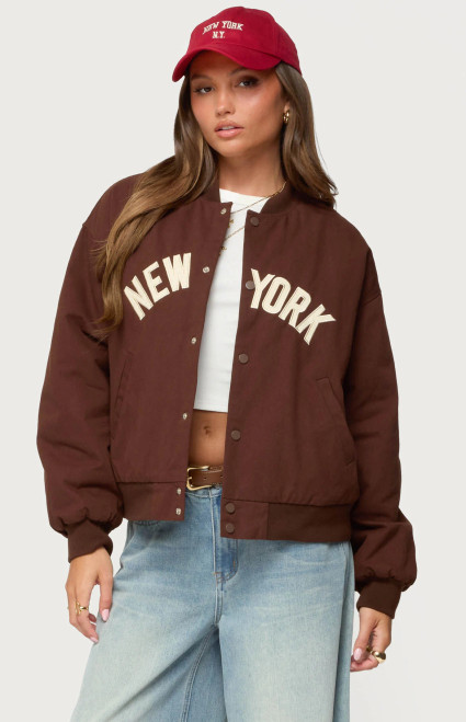 Edikted Women's Big Apple Oversized Bomber Jacket - 0760609690034