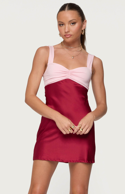 Edikted Women's Contrast Satin Effect Mini Dress - 0870609690364