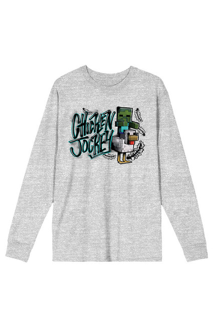 Men's Minecraft Chicken Jockey Long Sleeve T-Shirt - 0103603580056