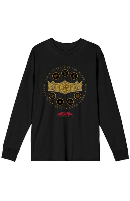 Men's House of the Dragon Gold Crown Long Sleeve T-Shirt - 0103603580075