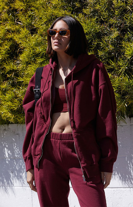 John Galt Women's Burgundy Full Zip Hoodie - 0793601600043