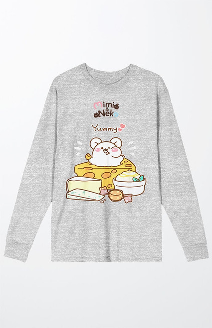 Men's Mimi & Neko Nezu Eating Long Sleeve T-Shirt - 0103603580101