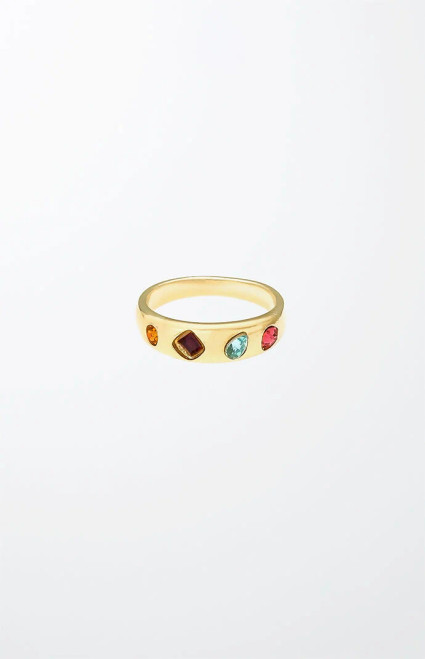 Ettika Women's Lively Rainbow Crystal Ring - 0656603130035