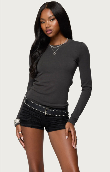 Edikted Women's Daphne Ribbed Long Sleeve T-Shirt - 0702609690226