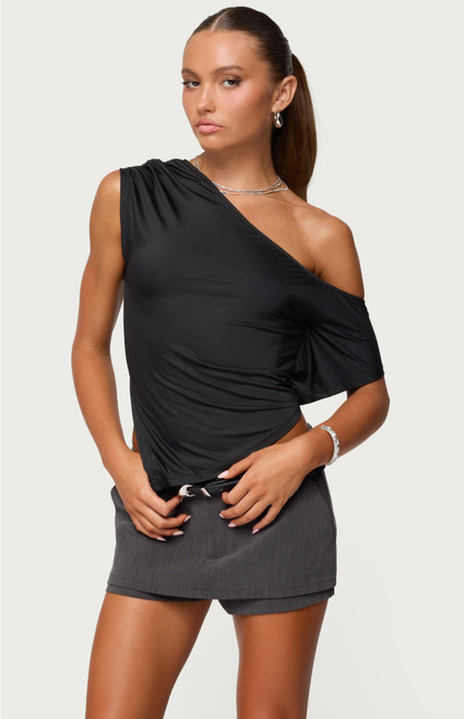 Edikted Women's Katana Asymmetric Off Shoulder Top - 0731609691250
