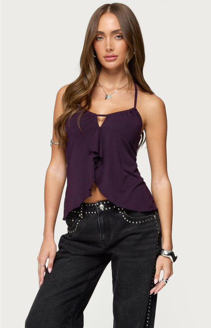 Edikted Women's Lorenna Split Front Halter Top - 0731609691256