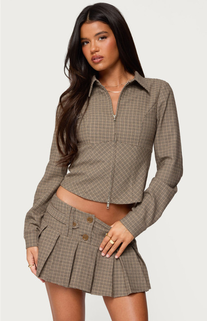 Edikted Women's Lockette Plaid Jacket - 0760609690066