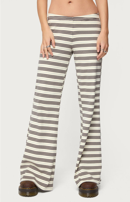 Edikted Women's Avalie Striped Ribbed Pants - 0850609690210