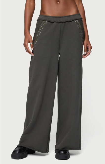 Edikted Women's Wrenn Studded Wide Leg Sweatpants - 0850609690216
