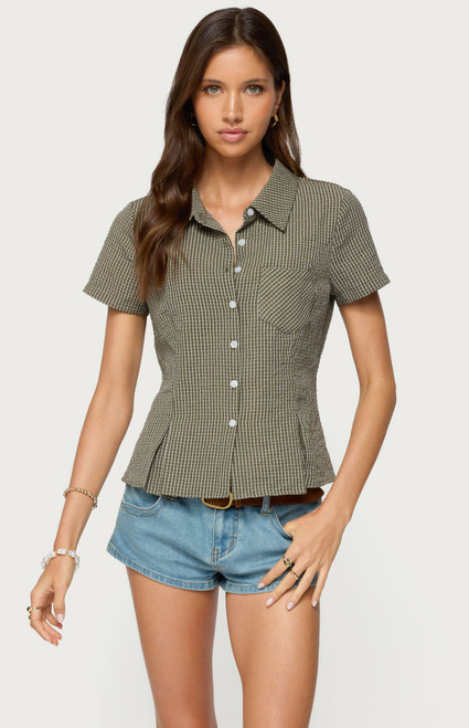 Edikted Women's Alisa Plaid Tailored Button Up Shirt - 0731609691207