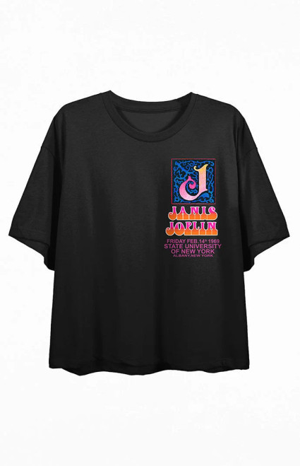 Women's Janis Joplin Vibrant Poster Cropped T-Shirt - 0702603580048
