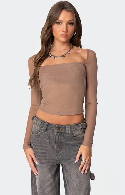 Edikted Women's Marta Mesh Top - 0731609690002