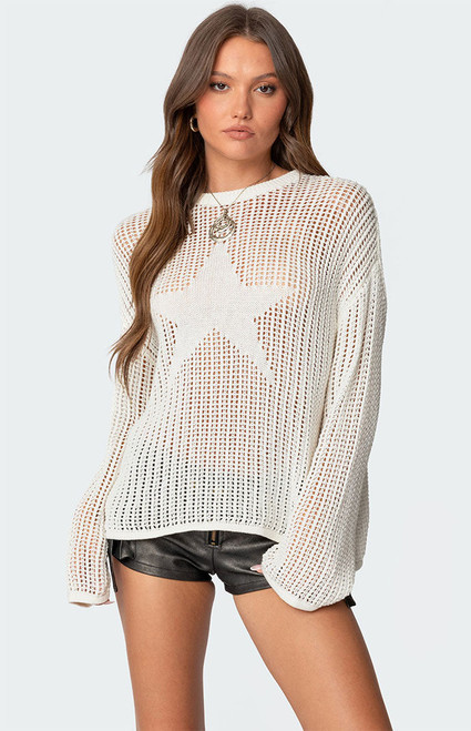 Edikted Women's Seeing Stars Oversized Sweater - 0740609690001