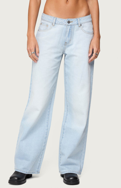 Edikted Women's Magda Low Rise Acid Wash Jeans - 0860609690006