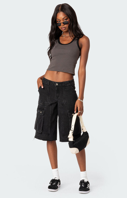 Edikted Women's Alix Lacey Ribbed Tank Top - 0712609690046