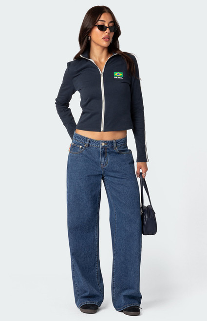 Edikted Women's Brasil Zip Up Sweatshirt - 0751609690003