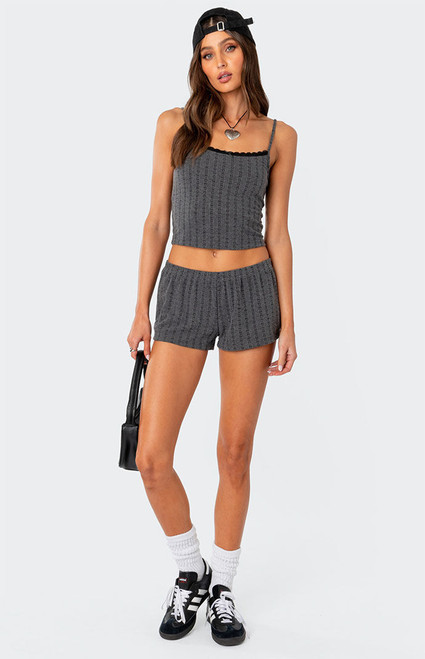 Edikted Women's Irene Low Rise Pointelle Micro Shorts - 0821609690008